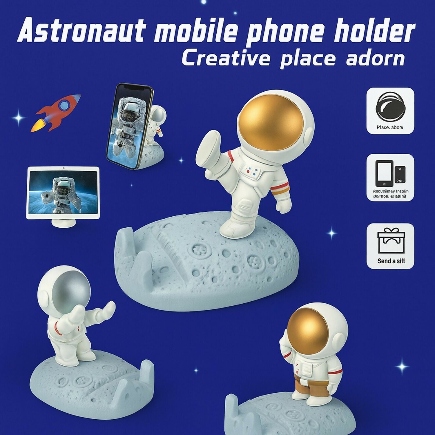 Cute Astronaut Mobile Phone Holder Stand for Desk | Creative Space Decor