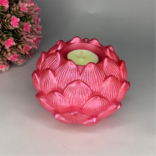 Handmade Diya-Style Big Kamal Diya – Metallic Pink | Elegant Home & Festive Decor Tealight Holder