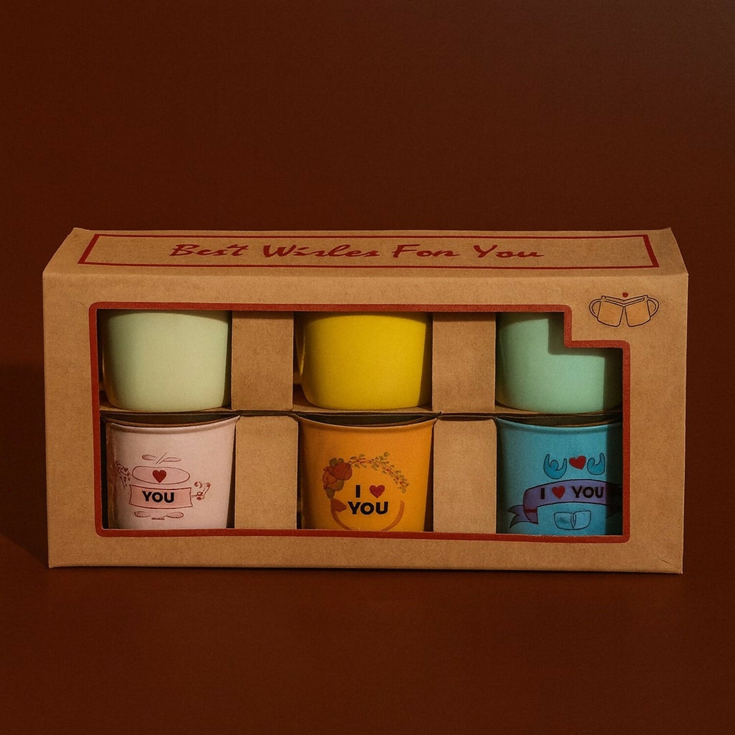 Set of 6 I Love You Premium Colorful Coffee & Tea Cups for Couples, Friends & Family