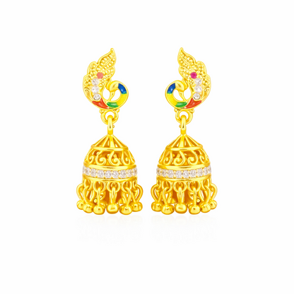 Traditional Peacock Motif Statement Earrings