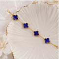 Blue Clover Design Gold Tone Bracelet for Women Stylish Fashion Jewellery