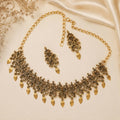 Antique Gold Tone Traditional Necklace & Earrings Set for Women Ethnic Jewelry Wear