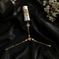 Ad stone micro gold panjo and ring and breslet ad white and red stone