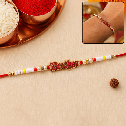 Text Charm Pearl Beads Rakhi Elegant Raksha Bandhan Gift (10pcs)
