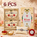Ganesha Medallion Rakhi – Blue Thread & Peacock Card Packing
