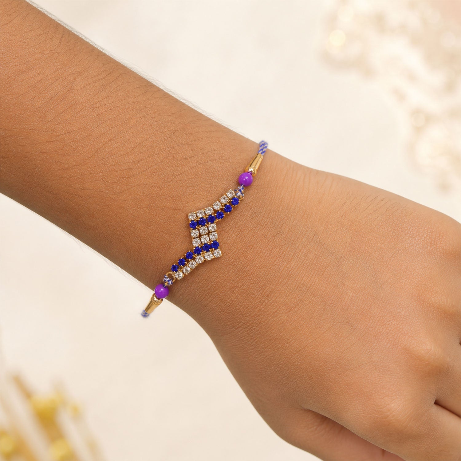 Chevron Shaped AD Stone Rakhi for Raksha Bandhan (Pack of 6)