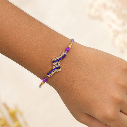 Chevron Shaped AD Stone Rakhi for Raksha Bandhan (Pack of 6)