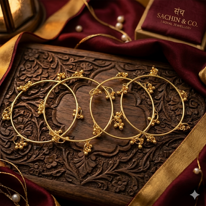 Close-up of Kashmiri bangle set with intricate traditional design