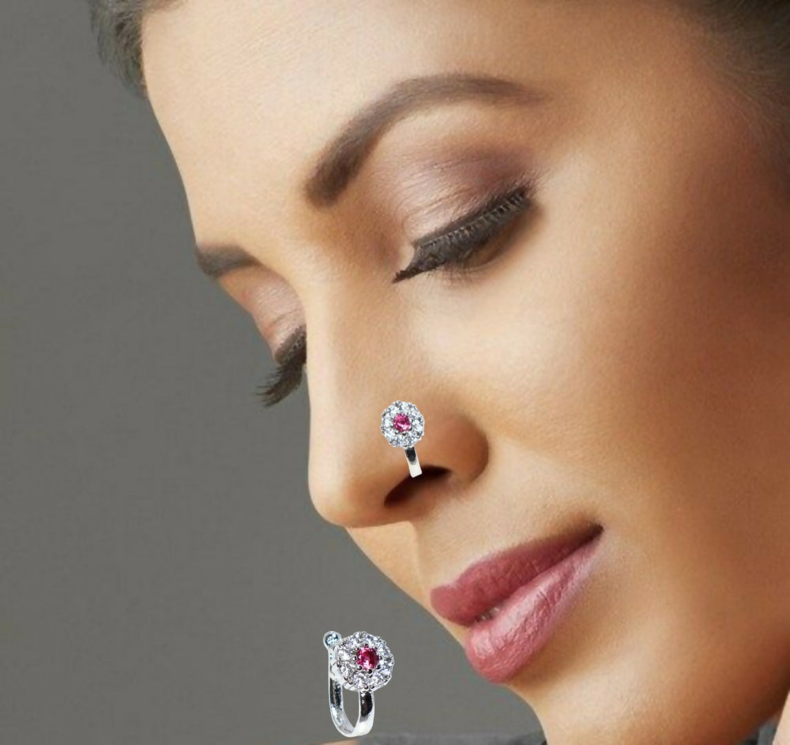 Non-Piercing AD Stone Nose Clip Rings