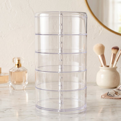 5 Layer Rotating Jewelry Storage Box Organizer for Rings Earrings Watches (1 Pc)