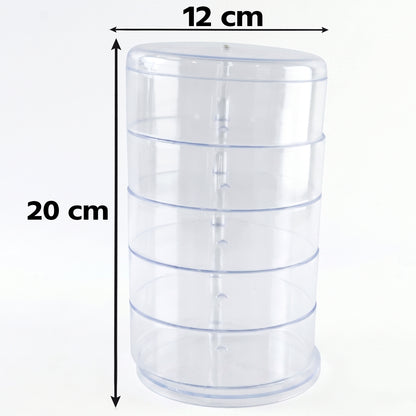 5 Layer Rotating Jewelry Storage Box Organizer for Rings Earrings Watches (1 Pc)