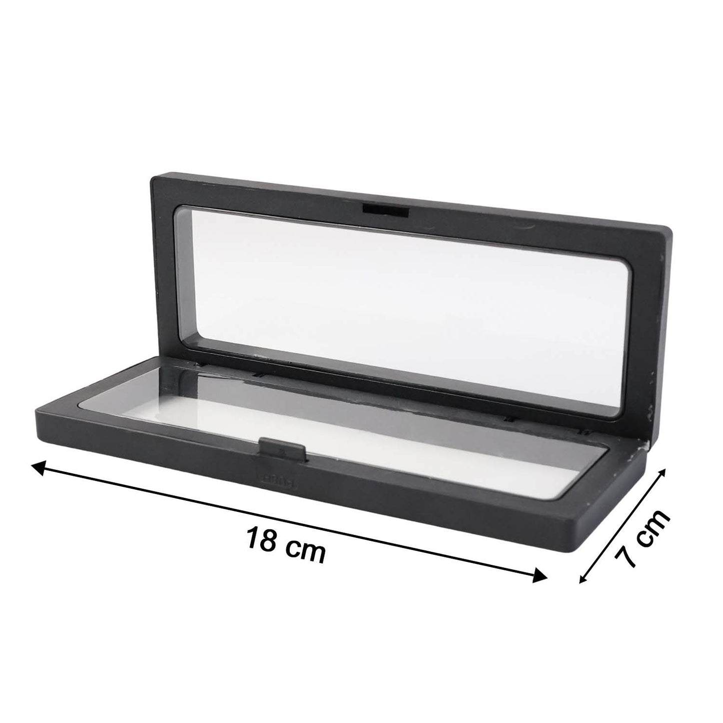 Side view of transparent jewellery display box 18x7cm