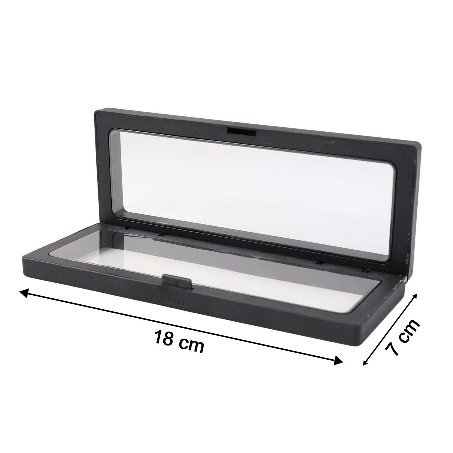 Side view of transparent jewellery display box 18x7cm