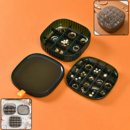 Plastic Multi-Compartment Jewelry Organizer Box, Stackable Ring Storage (1 Set)