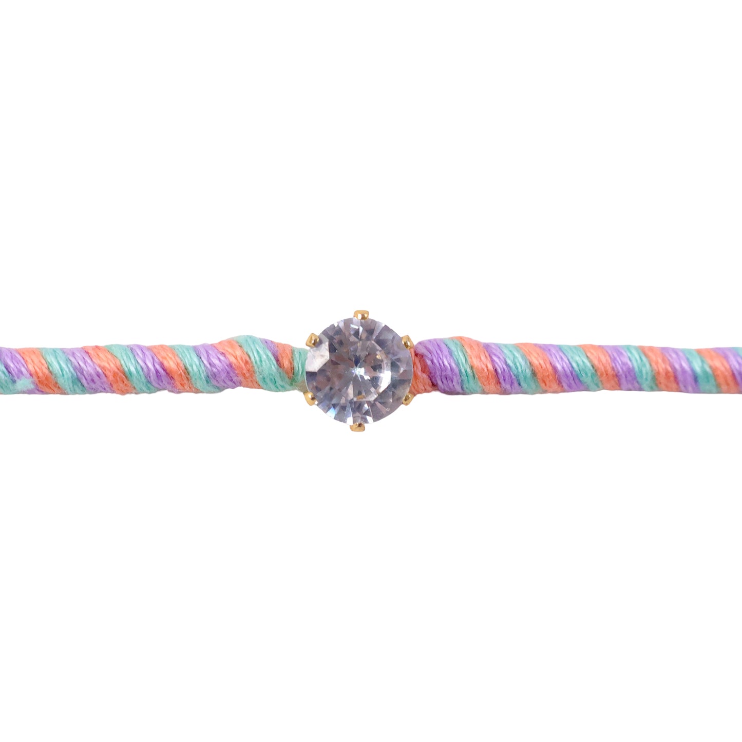 Multicolour Twisted Cord Rakhi with Sparkling Round Crystal Pendant