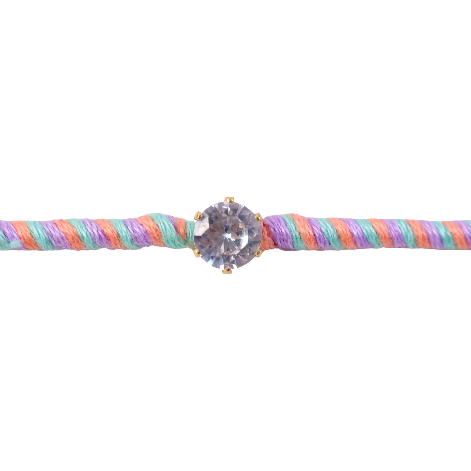 Multicolour Twisted Cord Rakhi with Sparkling Round Crystal Pendant