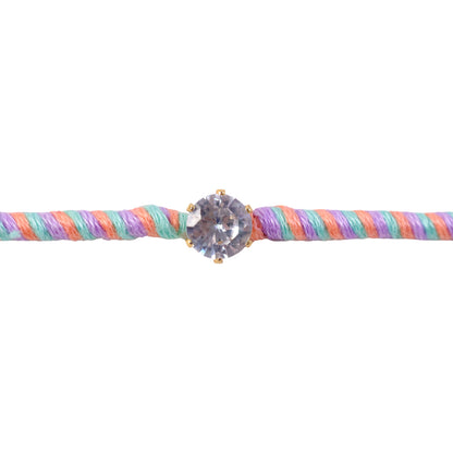 Multicolour Twisted Cord Rakhi with Sparkling Round Crystal Pendant
