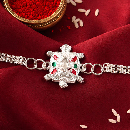 Turtle Rakhi Silver Finish with Enamel Highlights (10pcs)