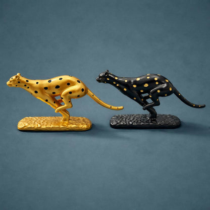 Running leopard statue on decorative shelf display