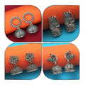 Oxidised Jhumki Earrings Combo – Traditional Silver Plated Set