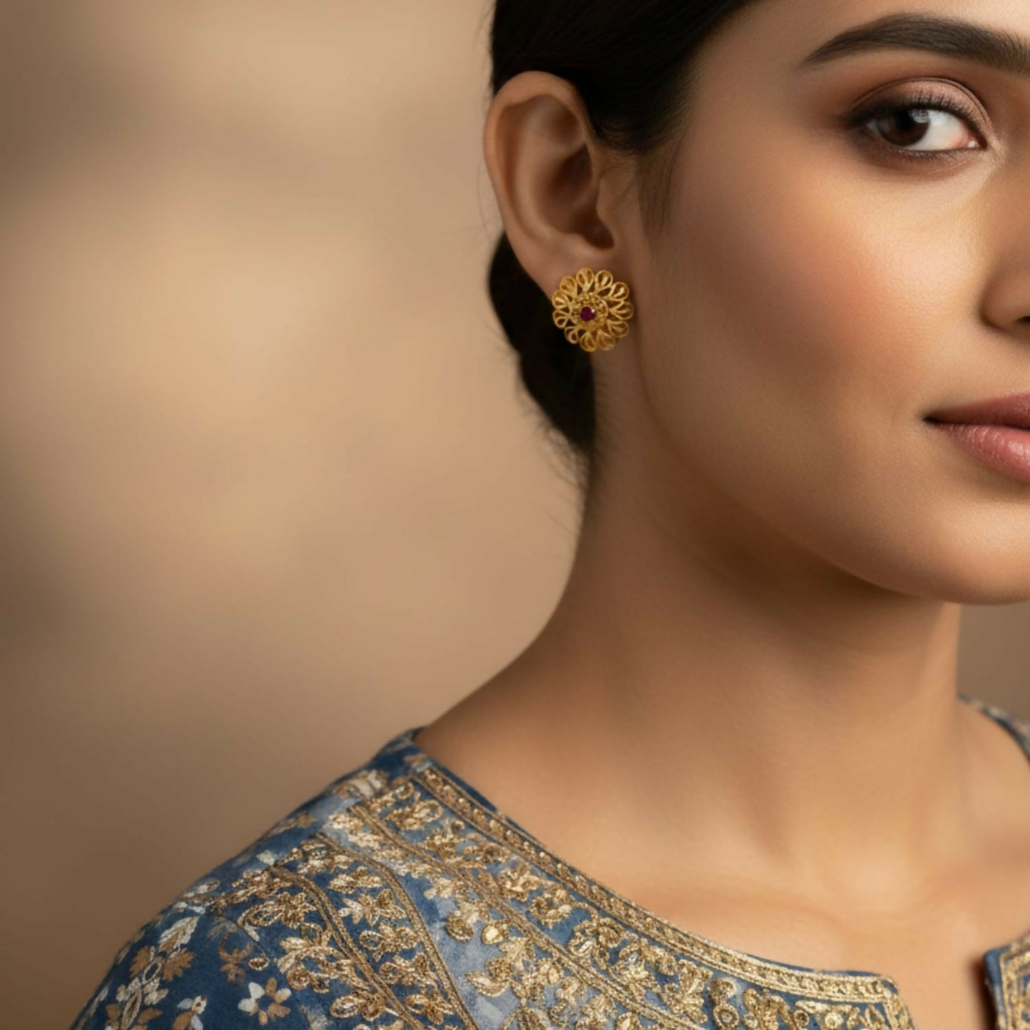 Stylish Gold Finish Traditional Jhumka | Festive Wear Earrings