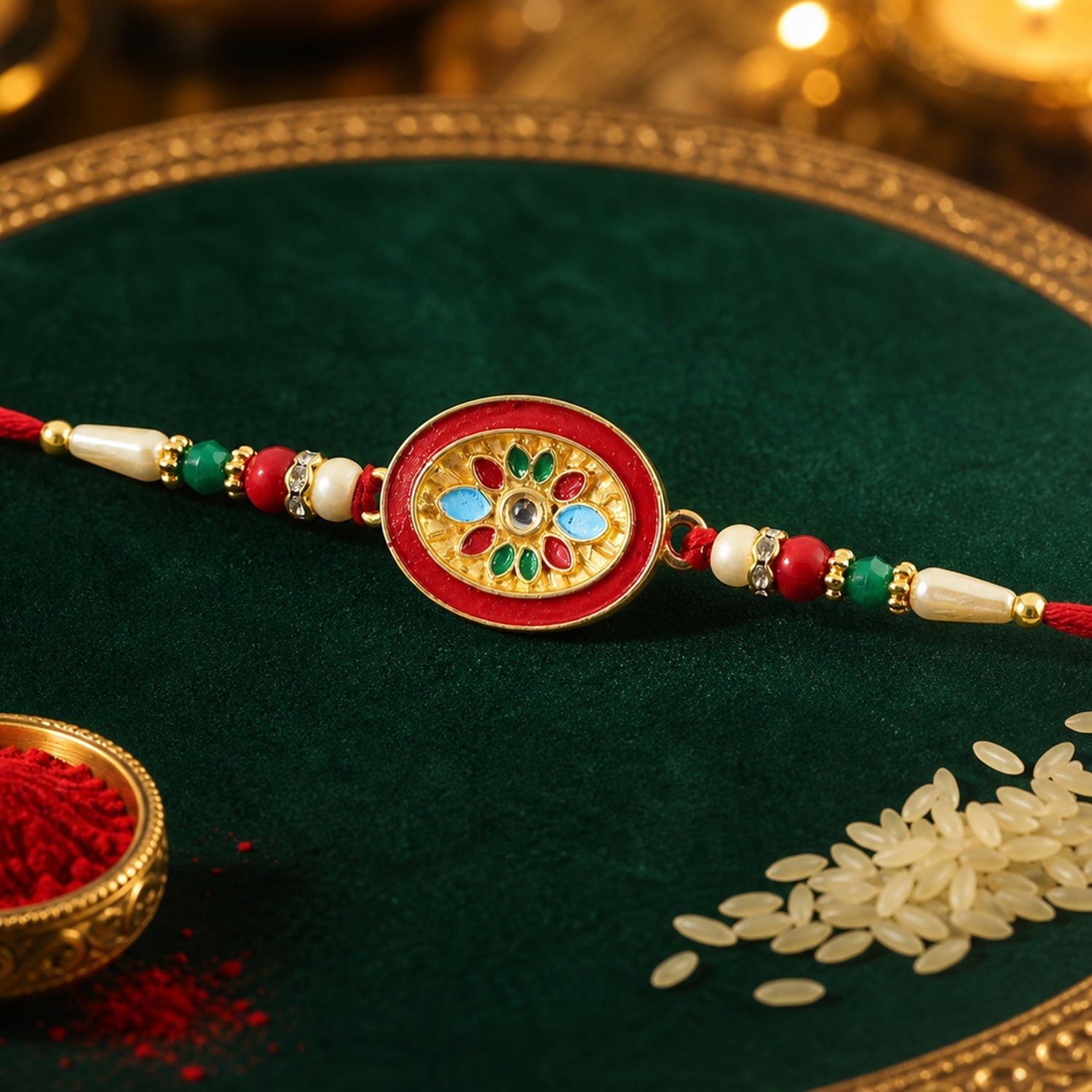 Stylish Pattern Designer Rakhi with Beads for Raksha Bandhan (5pcs)