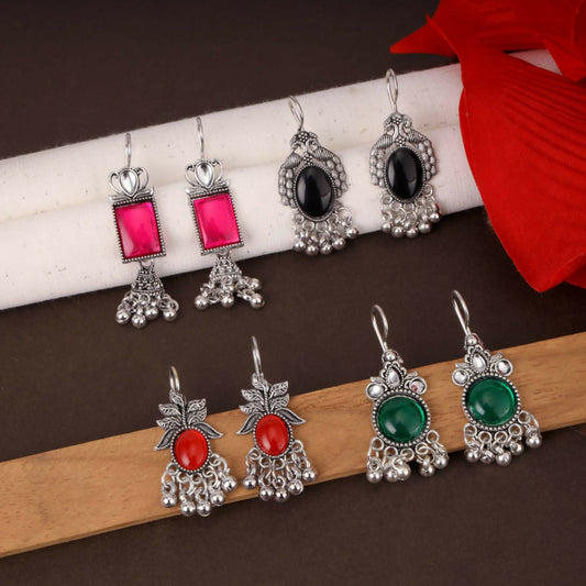 Antique Multi Colorful Ethnic Earring Combo Set for Women & Girls (Set of 4)