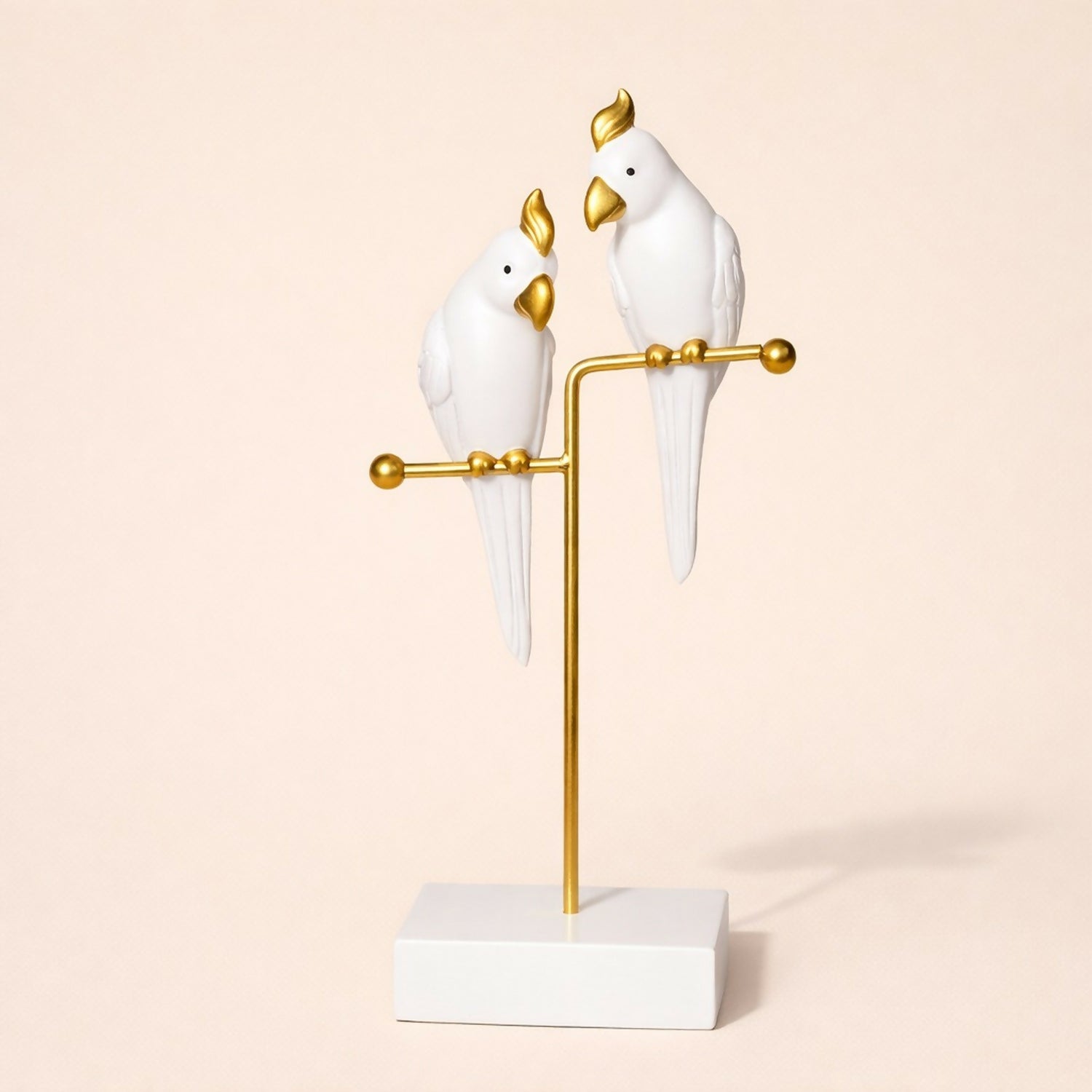 White & Gold Love Birds Decorative poly-resin Showpiece for Home & Office Décor