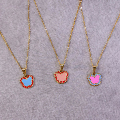 Cute Butterfly-Shaped Gold Pendant Necklace with Color Stones