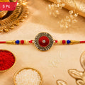 Green Filigree Rakhi Antique Golden Design for Raksha Bandhan (5pcs)