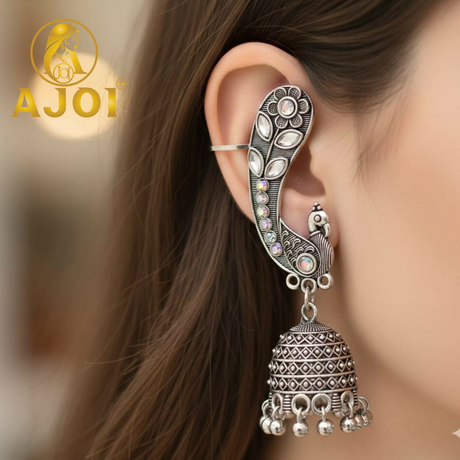 Opulent Floral Peacock Earrings