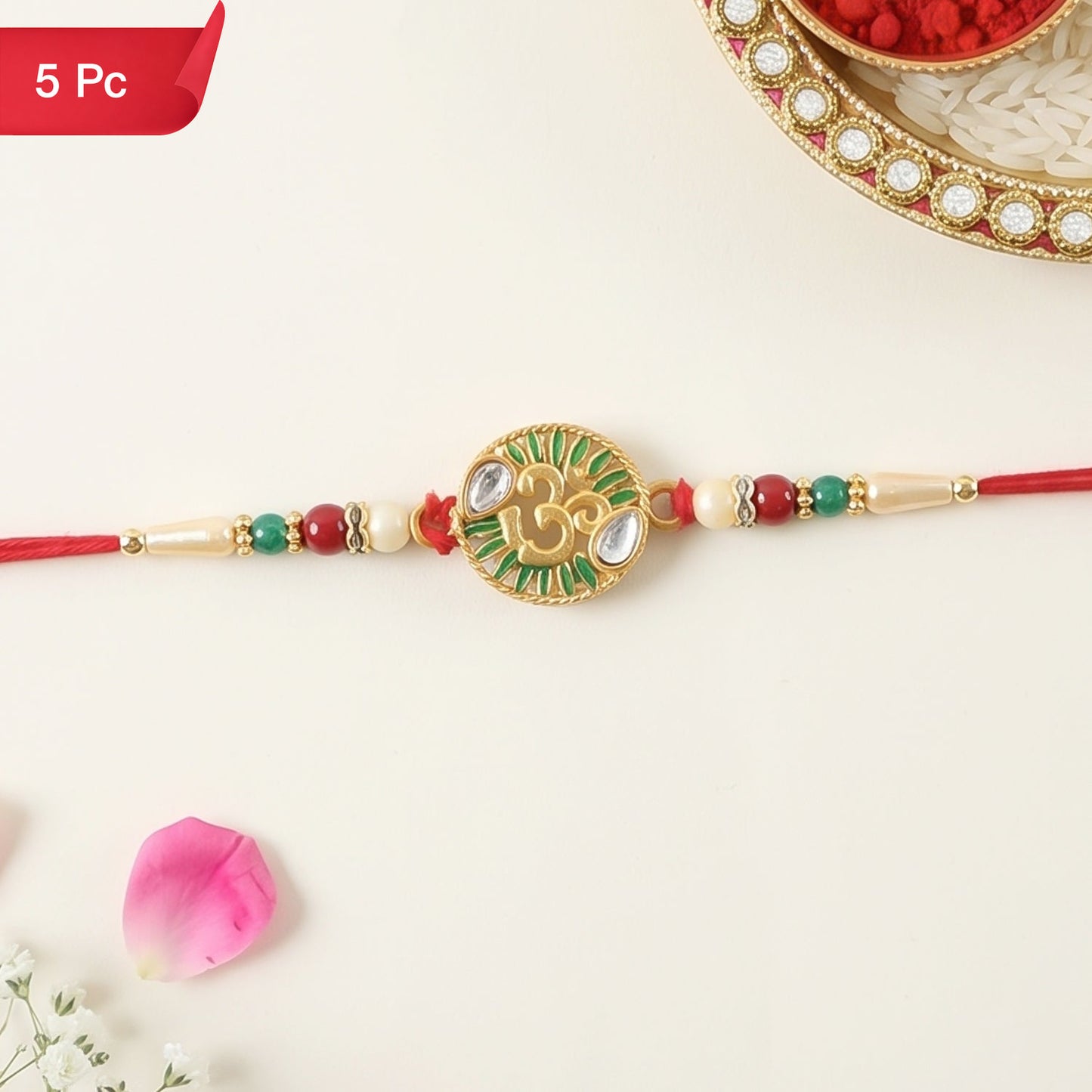 Om Stone Studded Designer Rakhi for Raksha Bandhan (5pcs)