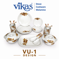 Vikas Urmi Series Melamine Dinner Set with Plates Bowls Spoons & Tray (37 Pcs)