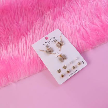 Premium Gold Plated Leaf Pearl Drop Earrings for Women & Girls (Pack Of 7)