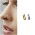 No-Piercing Nose Cuff – Adjustable Gemstone Silver & Gold Set