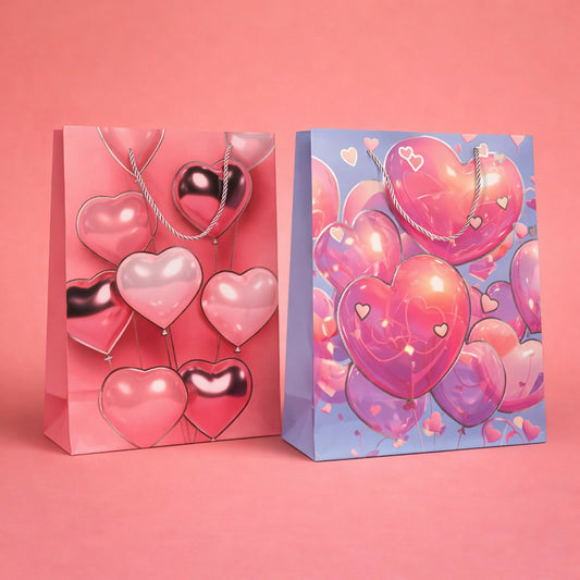 Heart Balloon Print Gift Paper Bag with Handle 1 Piece