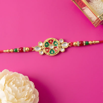 Floral Cluster Stone Designer Rakhi for Brother (10pcs)