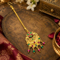 Royal Crescent Maang Tikka with Floral Stonework, Intricate Detailing and Bead Charms