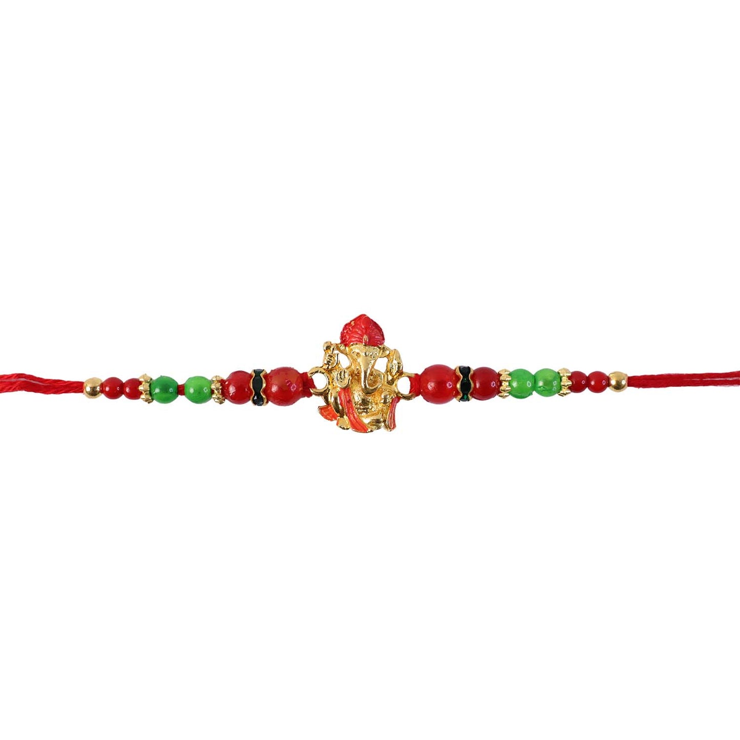 Soft thread detail on Antique Ganesha Rakhi