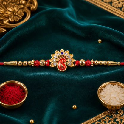 Peacock Motif Rakhi with Stone Beaded Festive Detail (10pcs)