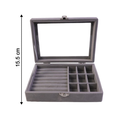 Full view of velvet jewellery organizer box