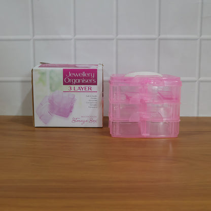 3-Tier Clear Craft Storage Box with 18 Adjustable Compartments