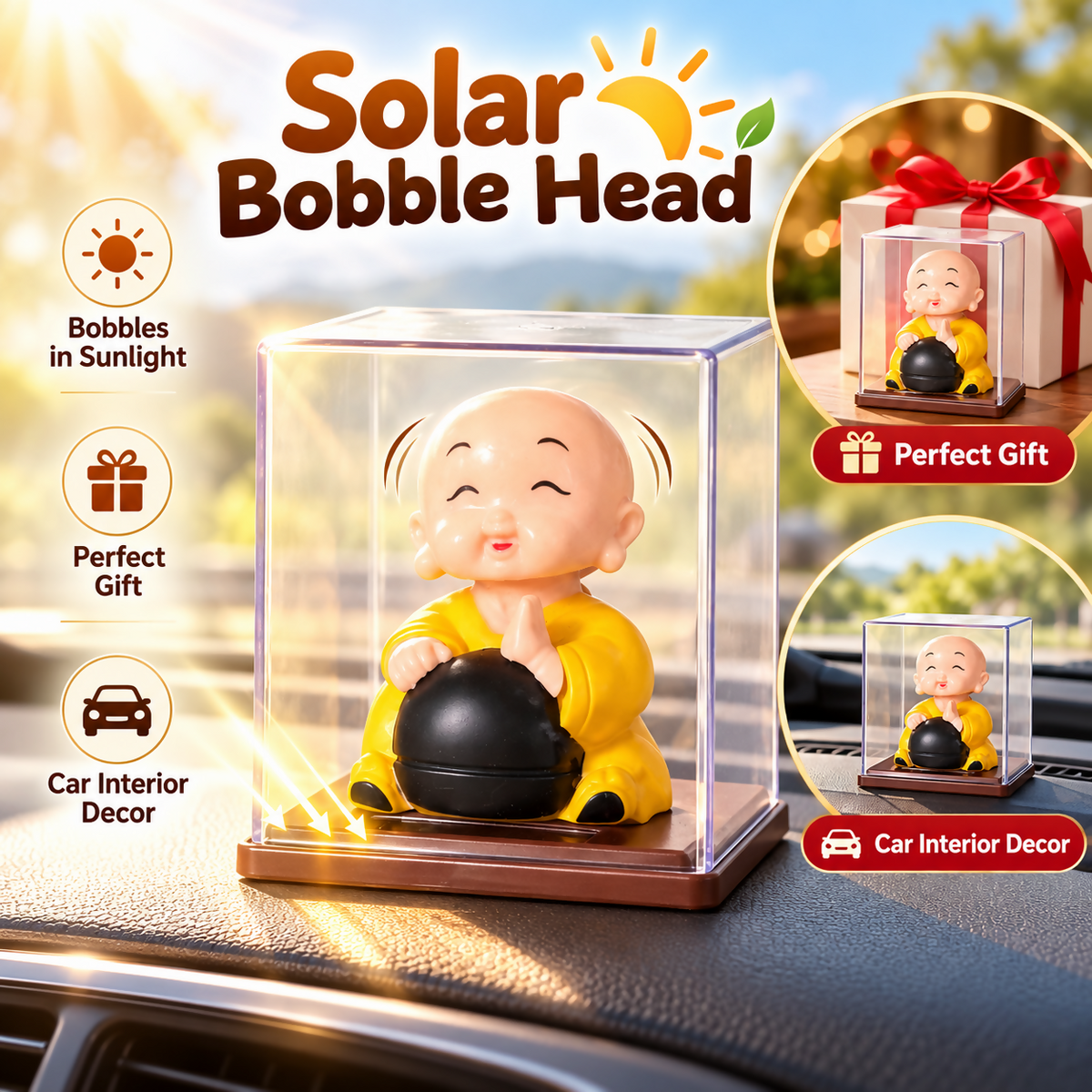 Solar Bobble Head Car Dashboard Ad