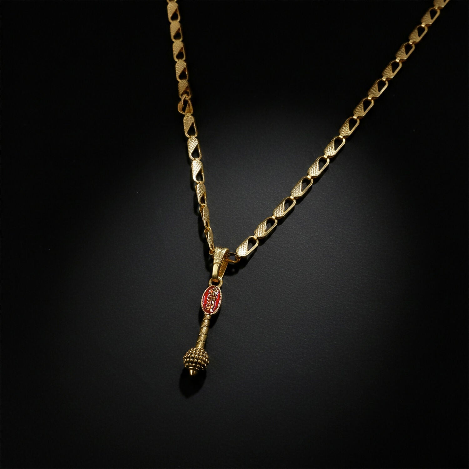 Shree Ram Gada Pendant Gold Chain Necklace