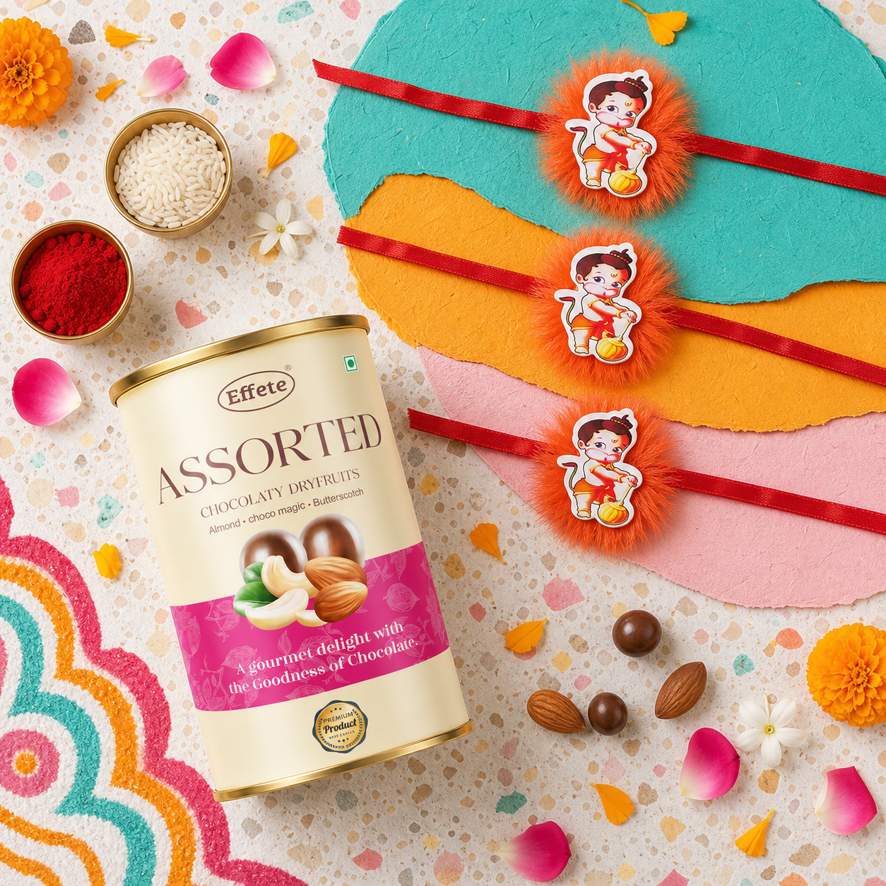 Bal Hanuman Kids Rakhi with Assorted Chocolate Treats, Pack of 3