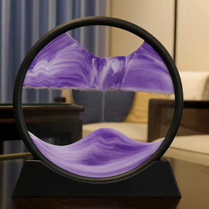 Premium Rotating Circular Sandscape Art Lamp for Home & Office Décor | Mesmerizing Flowing Sand Display with Elegant Black Frame | Relaxation Desktop Showpiece for Living Room, Bedroom & Work Desk | Calming Stress-Relief Motion Art Gift