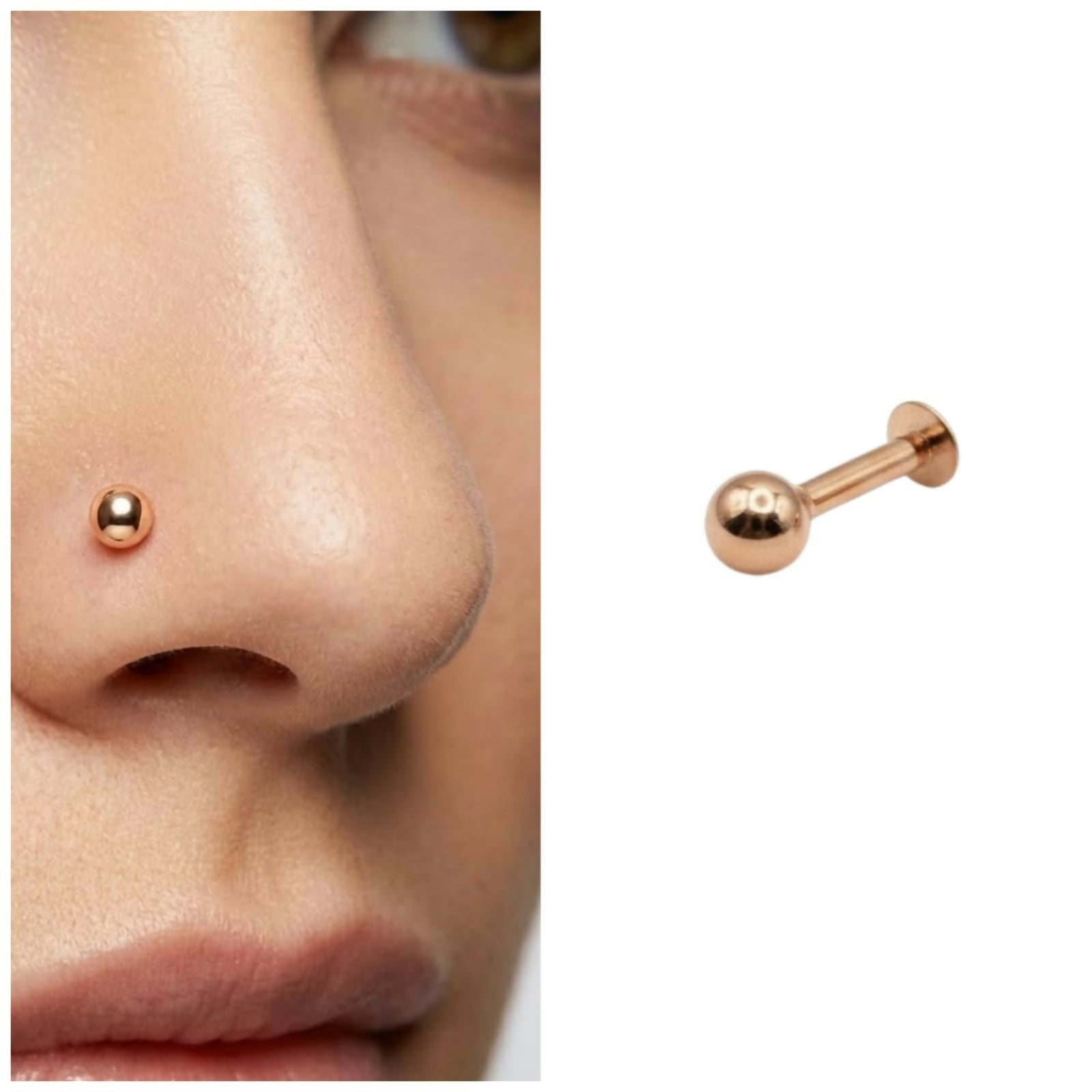 Rose Gold nosepin Stud Flat Back Nosepin Laung Koka Nathni for women and girls