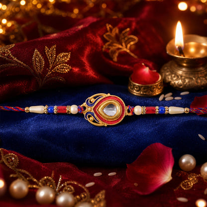 Kundan Stone Beaded Rakhi Classic Design for Raksha Bandhan (5pcs)