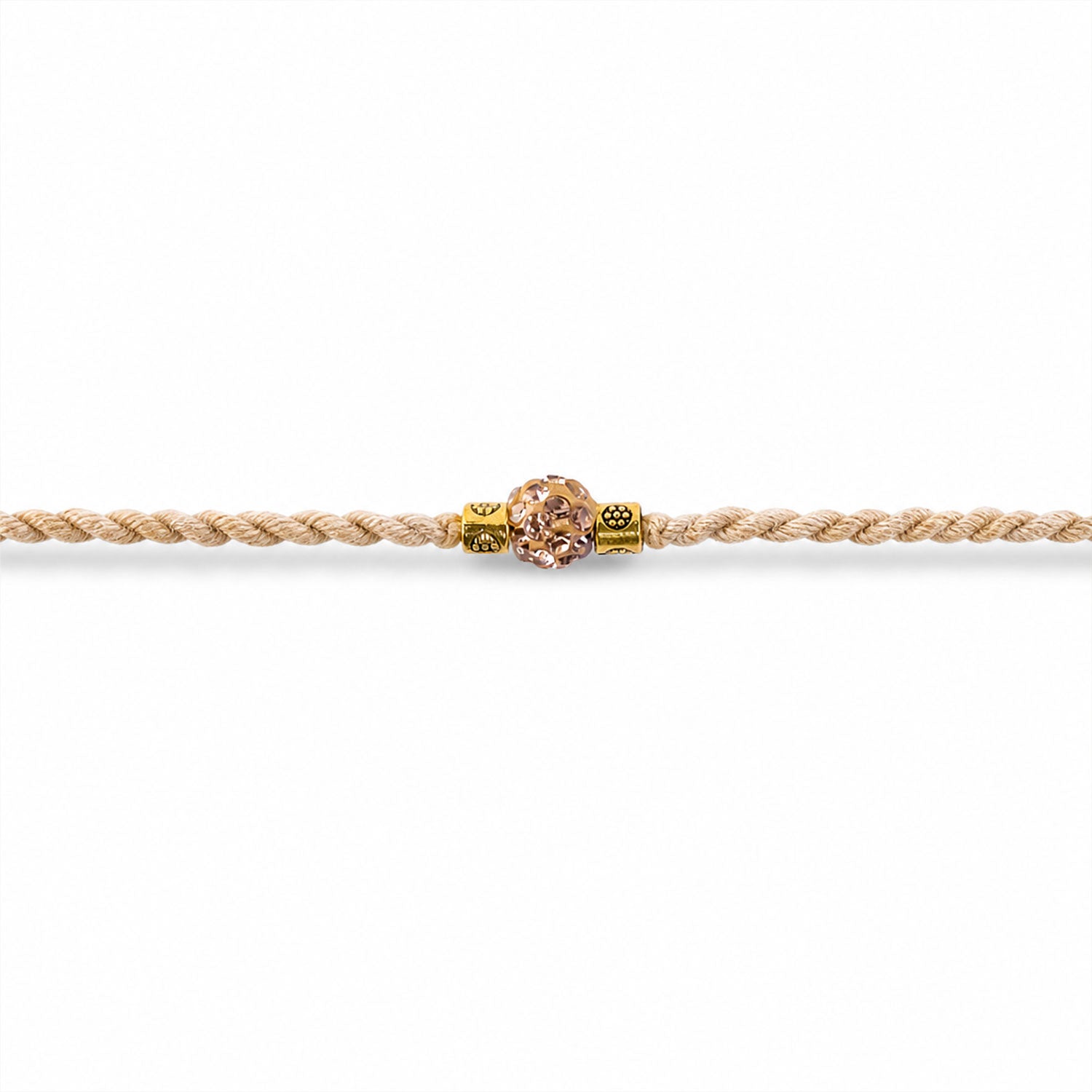 Cream Cord Rakhi with a Sparkling Floral Crystal Stone Pendant