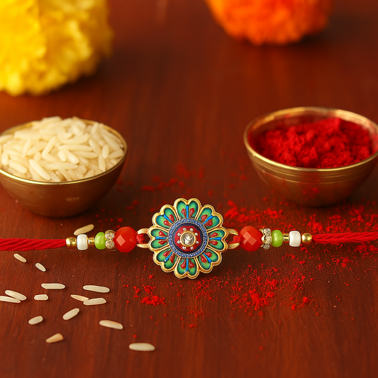 Green Petal Bloom Rakhi